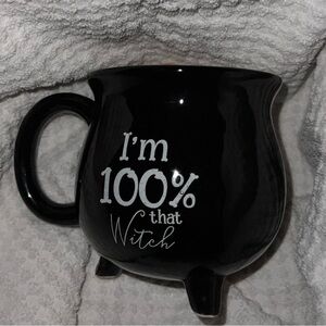 Black Cauldron Mug with Witchy Quote